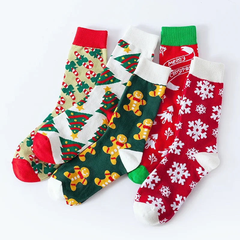 5 pairs winter Cartoon Christmas socks